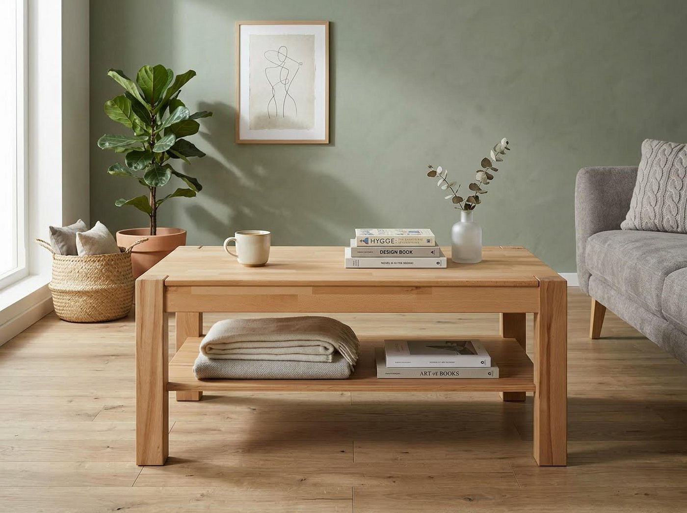 VOGL Möbelfabrik Couchtisch Toronto, in 2 Größen, mit Ablageboden, teilmassiv, Höhe 46 cm, Made in Germany – Bild 2 von 5