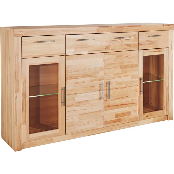 VOGL Möbelfabrik Highboard Toronto, opt. Glastüren, teilmassiv, Rahmenoptik, Made in Germany