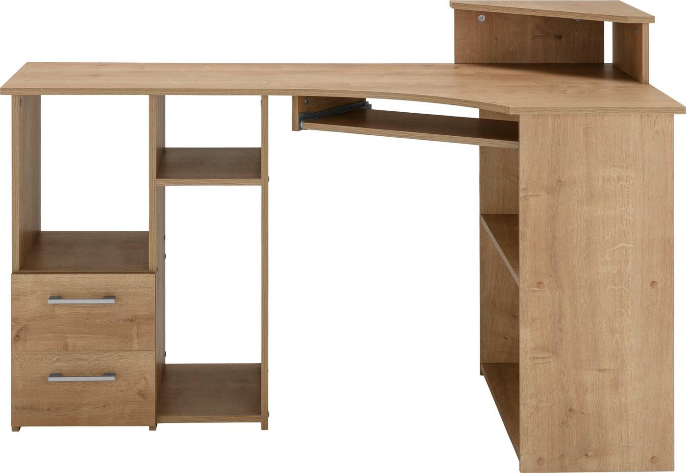 VOGL Möbelfabrik Schreibtisch Sam, Eckschreibtisch, Tastaturauszug, Monitoraufsatz & opt. Towerfach – Bild 3 von 5