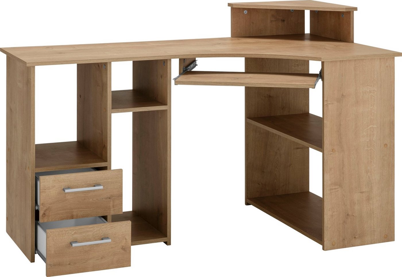 VOGL Möbelfabrik Schreibtisch Sam, Eckschreibtisch, Tastaturauszug, Monitoraufsatz & opt. Towerfach – Bild 4 von 5