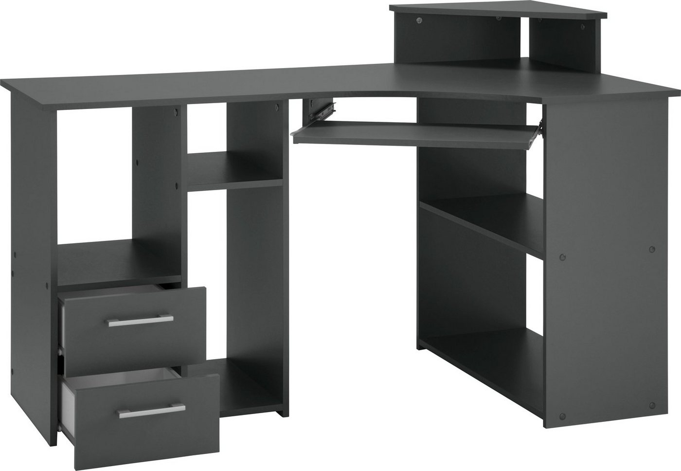 VOGL Möbelfabrik Schreibtisch Sam, Eckschreibtisch, Tastaturauszug, Monitoraufsatz & opt. Towerfach – Bild 4 von 5