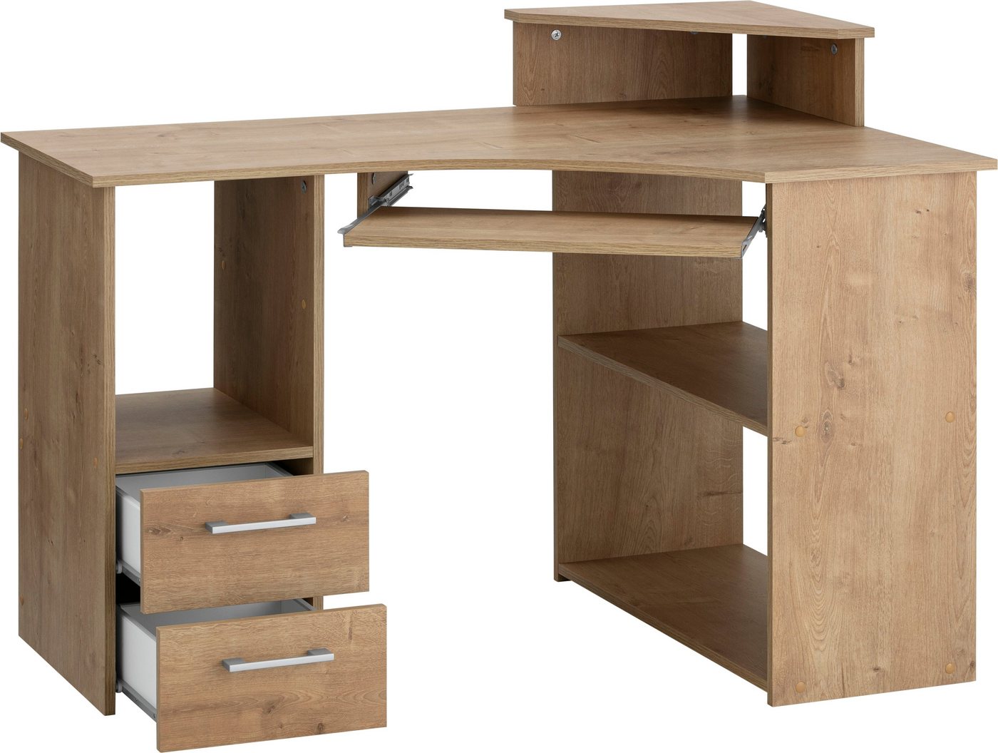 VOGL Möbelfabrik Schreibtisch Sam, Eckschreibtisch, Tastaturauszug, Monitoraufsatz & opt. Towerfach – Bild 3 von 5