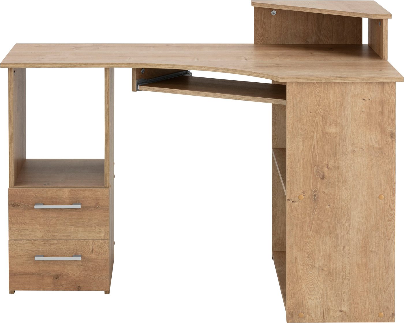 VOGL Möbelfabrik Schreibtisch Sam, Eckschreibtisch, Tastaturauszug, Monitoraufsatz & opt. Towerfach – Bild 4 von 5