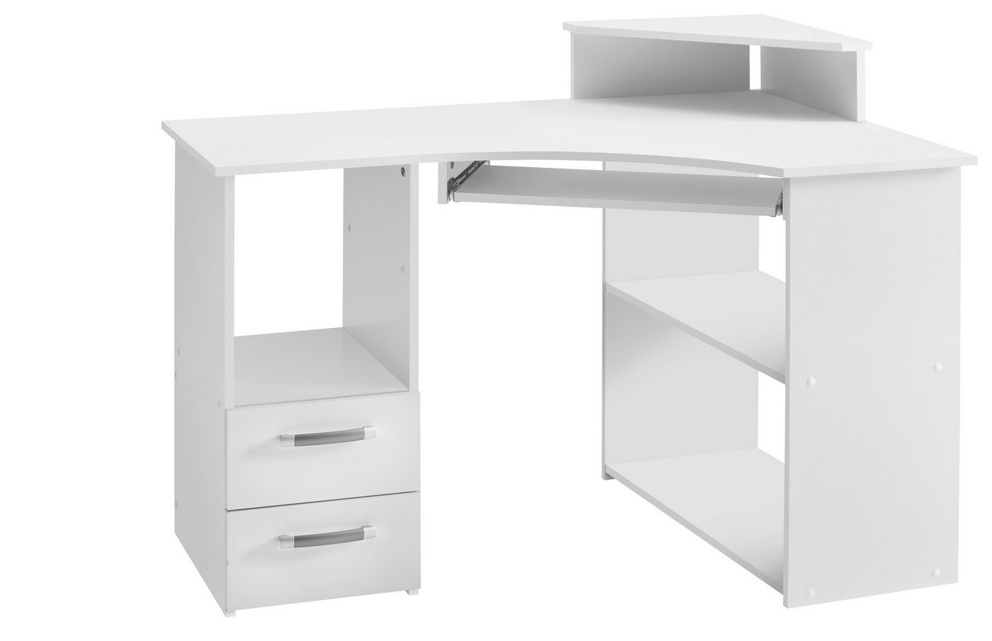 VOGL Möbelfabrik Schreibtisch Sam, Eckschreibtisch, Tastaturauszug, Monitoraufsatz & opt. Towerfach – Bild 3 von 5