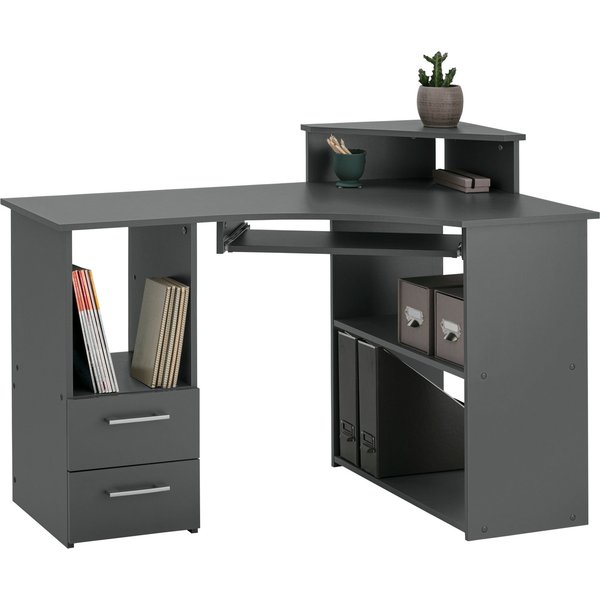 VOGL Möbelfabrik Schreibtisch Sam, Eckschreibtisch, Tastaturauszug, Monitoraufsatz & opt. Towerfach