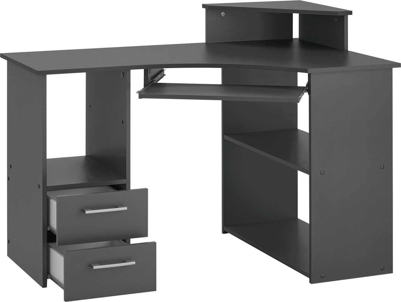 VOGL Möbelfabrik Schreibtisch Sam, Eckschreibtisch, Tastaturauszug, Monitoraufsatz & opt. Towerfach – Bild 3 von 5