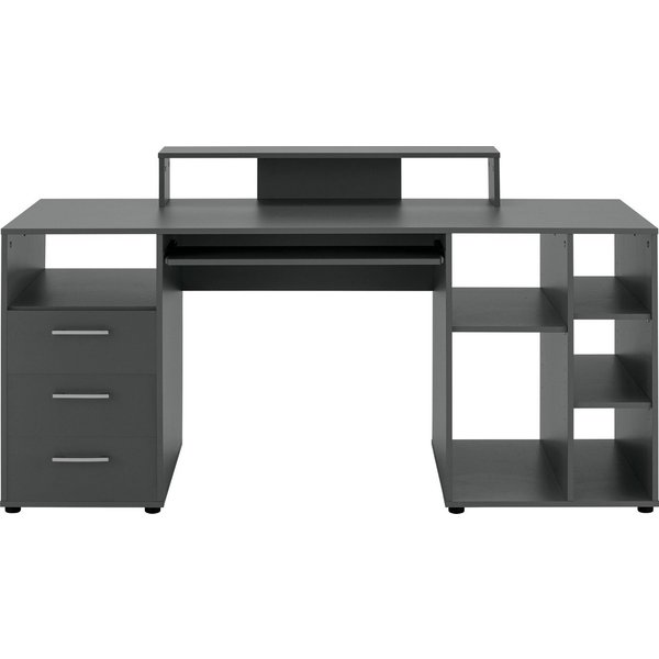 VOGL Möbelfabrik Schreibtisch Timra, Tastaturauszug, Aufsatz & Towerfach, Breite 160 cm, Made in Germany