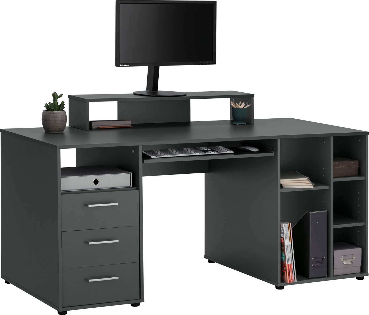 VOGL Möbelfabrik Schreibtisch Timra, Tastaturauszug, Aufsatz & Towerfach, Breite 160 cm, Made in Germany – Bild 3 von 5