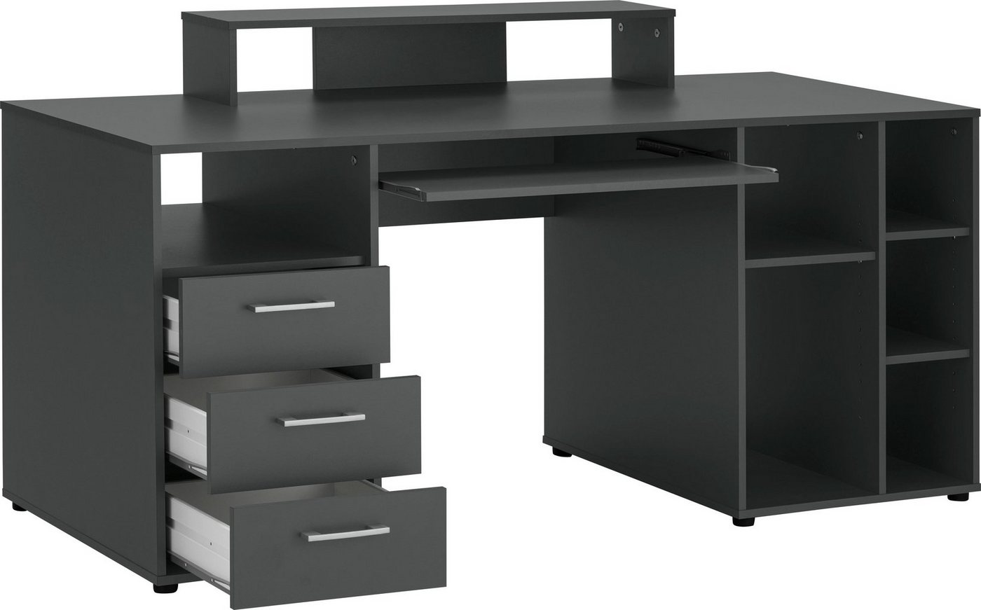 VOGL Möbelfabrik Schreibtisch Timra, Tastaturauszug, Aufsatz & Towerfach, Breite 160 cm, Made in Germany – Bild 4 von 5