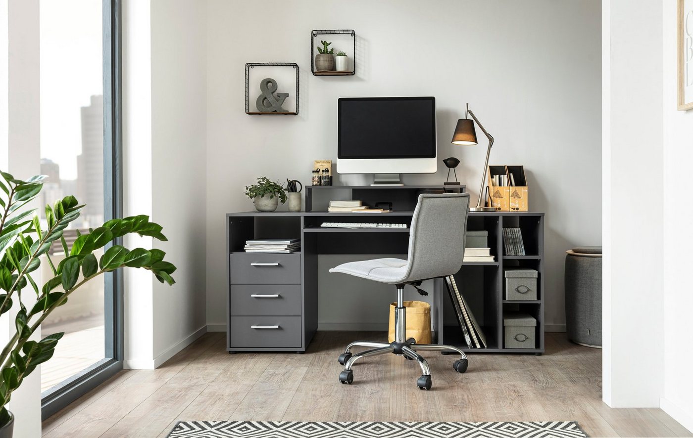 VOGL Möbelfabrik Schreibtisch Timra, Tastaturauszug, Aufsatz & Towerfach, Breite 160 cm, Made in Germany – Bild 5 von 5