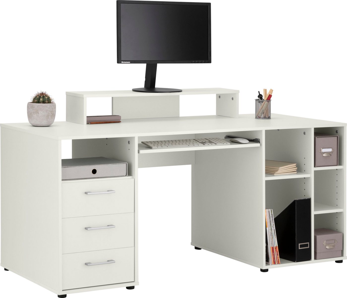 VOGL Möbelfabrik Schreibtisch Timra, Tastaturauszug, Aufsatz & Towerfach, Breite 160 cm, Made in Germany – Bild 3 von 5