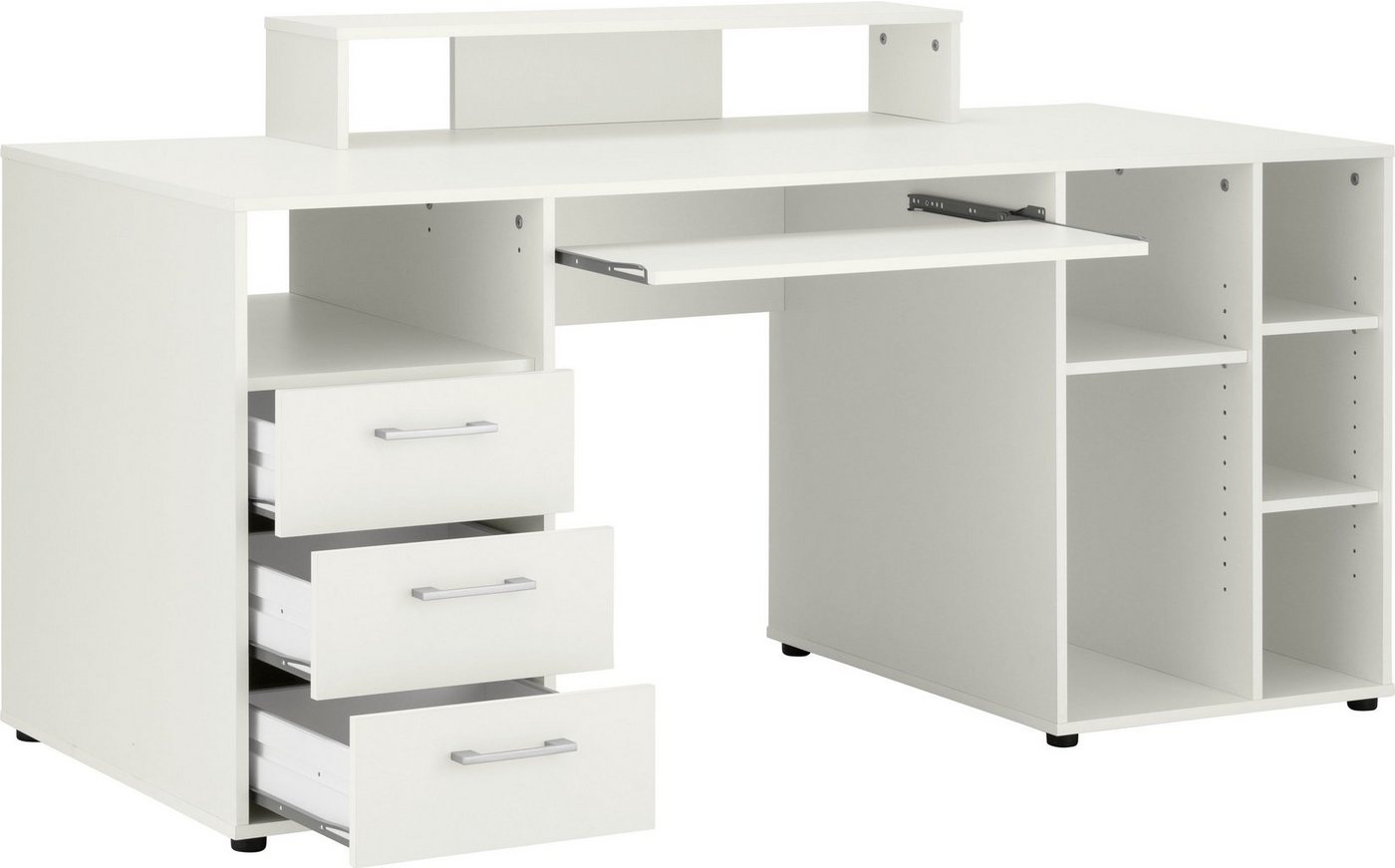 VOGL Möbelfabrik Schreibtisch Timra, Tastaturauszug, Aufsatz & Towerfach, Breite 160 cm, Made in Germany – Bild 4 von 5