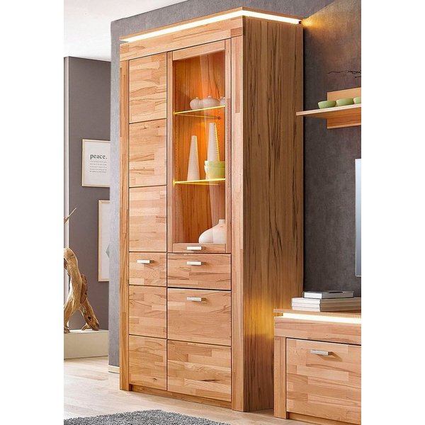 VOGL Möbelfabrik Vitrine Höhe 209 cm, Breite 122 cm mit viel Stauraum, teilmassiv