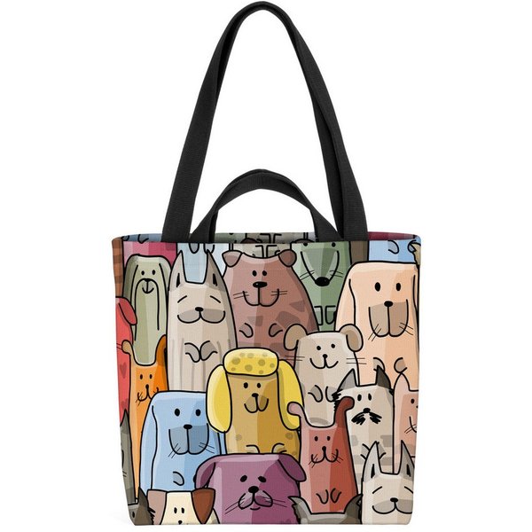 VOID Henkeltasche (1-tlg), Cartoon Hunde Hund Haus-Tier Muster Fell Hunde-Rasse Schäferhund Dogg