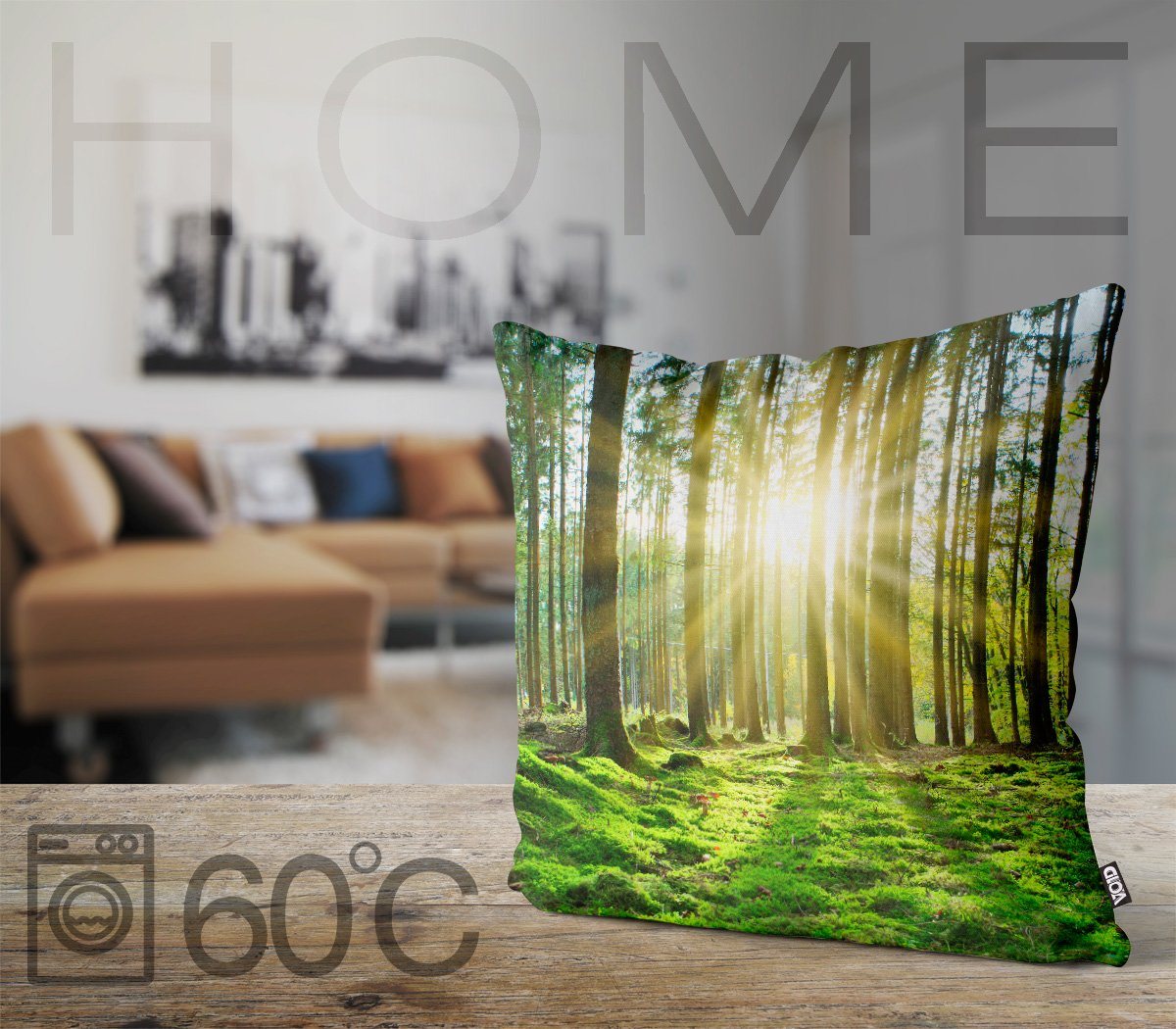 VOID Kissenbezug, (1 Stück), Sonne Wald Forst Bäume wald landschaft sonne lichtung natur landschaf – Bild 3 von 5