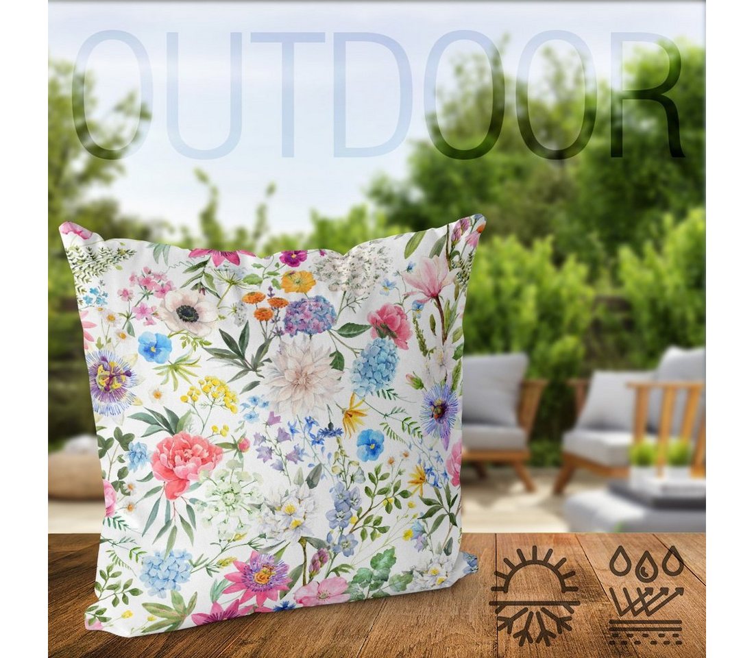 VOID Kissenbezug, (1 Stück), Blumen Blumenmuster Frühlingsblumen 40x40 Sofakissen Polyester Kissen – Bild 4 von 5