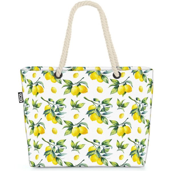 VOID Strandtasche (1-tlg), Sommer Zitronen Beach Bag Zitrone Küche Muster Obst Essen Kochen Pfla