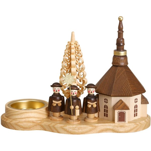 Volkskunstwerkstatt Unger Teelichthalter Kurrendebrettchen Seiffener Kirche