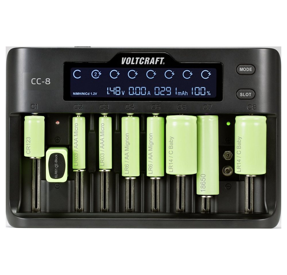 VOLTCRAFT VOLTCRAFT CC-8 Rundzellen-Ladegerät LiIon, LiFePO, NiMH, NiCd A, Migno Rundzellen-Lader – Bild 5 von 5