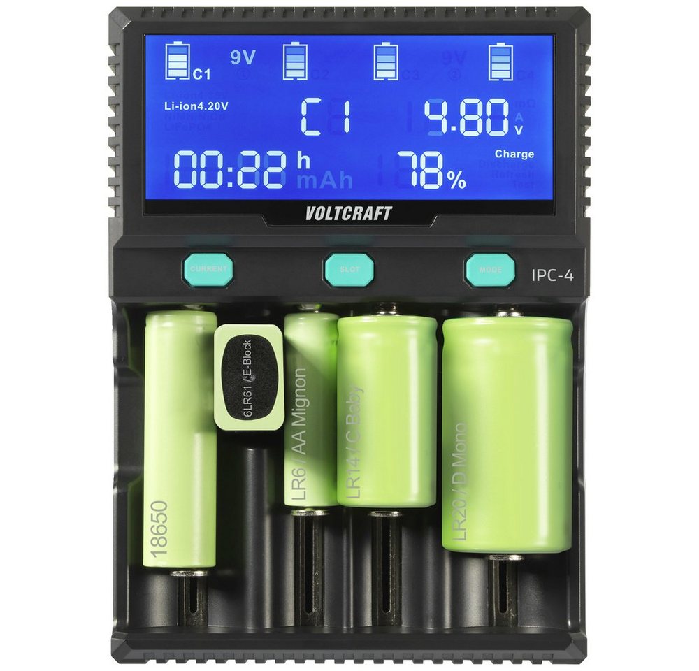 VOLTCRAFT VOLTCRAFT IPC-4 Rundzellen-Ladegerät LiIon, LiFePO, NiMH, NiCd, LiFePO Rundzellen-Lader – Bild 2 von 5