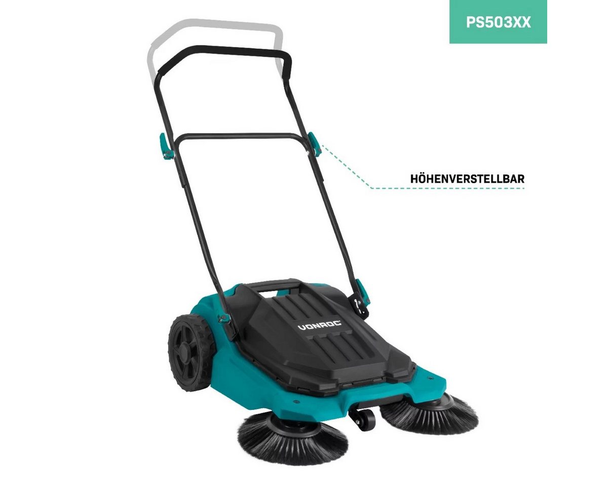 VONROC Handkehrmaschine manuell, 65 cm Arbeitsbreite, (Kehrmaschine, Laubkehrmaschine), 18 Liter Behälter, 2600m2 pro Stunde – Bild 2 von 5