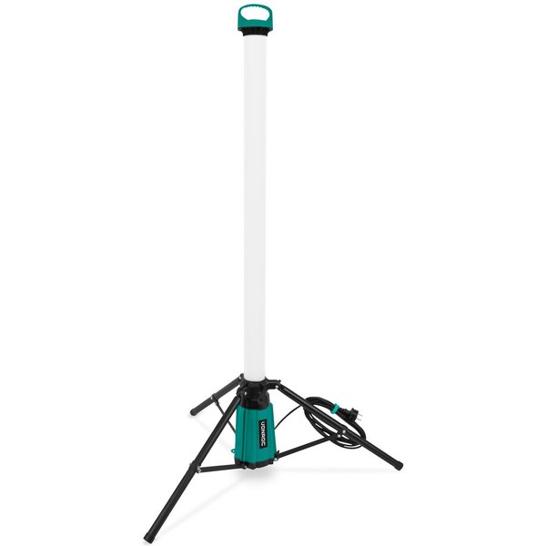 VONROC LED Baustrahler PRO Baulampe 360° – LED – 76W – mit Stativ/Stativ –, Kaltweiß, – Sehr leistungsstark: 11.500 Lumen – Höhe: 151 cm – 5 Meter Kabel