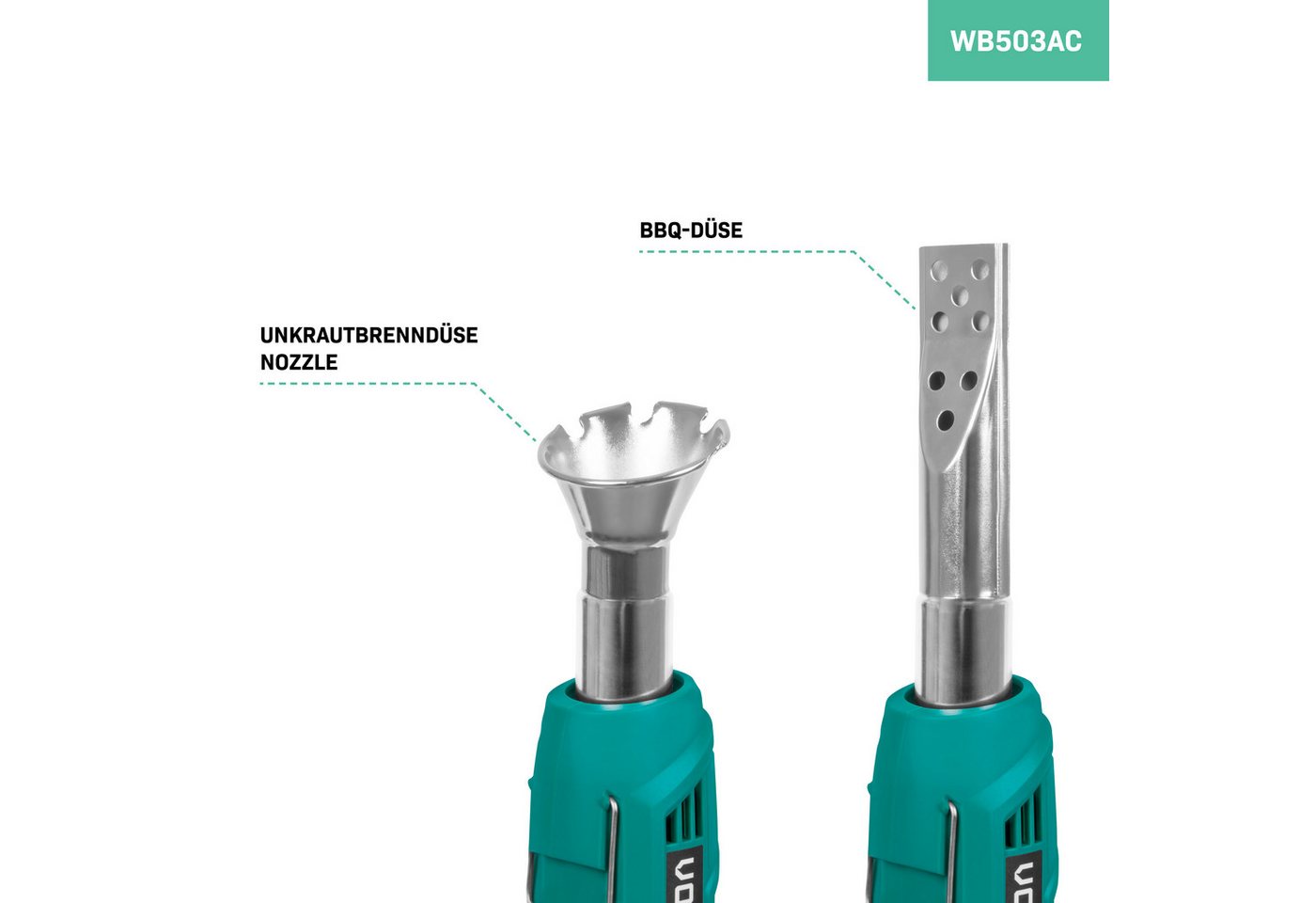 VONROC Unkrautbrenner elektrisch 2000W, 600 °C maximal, (2 in 1 Unkrautvernichter und Grillanzünder, 3-tlg., Unkraut Entferner ohne Chemie) – Bild 3 von 5