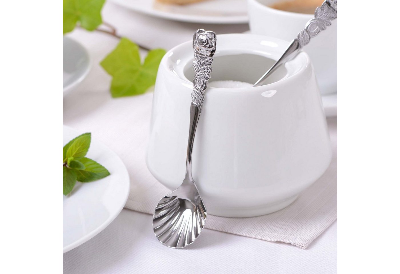 GRÄWE Vorlegebesteck GRÄWE Zuckerlöffel 2er Set, Rosendekor – Bild 2 von 4