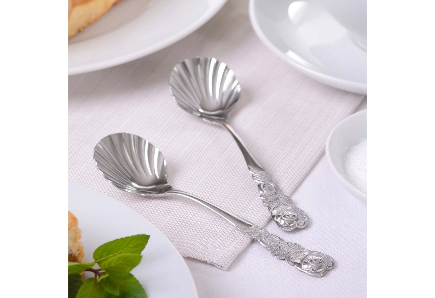 GRÄWE Vorlegebesteck GRÄWE Zuckerlöffel 2er Set, Rosendekor – Bild 3 von 4