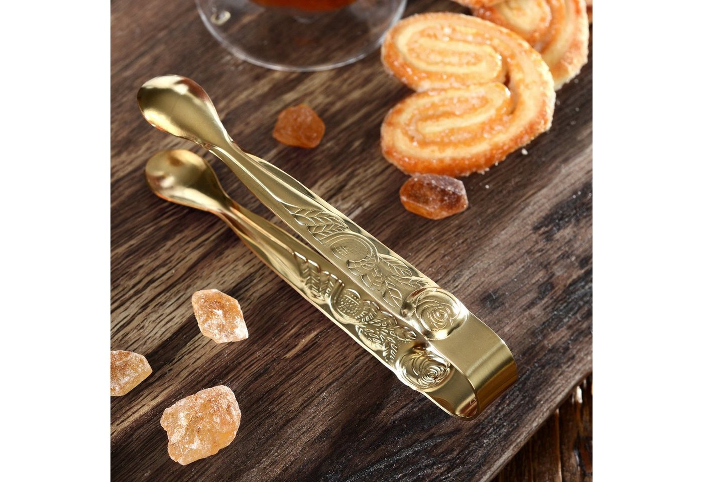 GRÄWE Vorlegebesteck GRÄWE Zuckerzange, Edelstahl, Serie Rosendekor – Bild 2 von 2