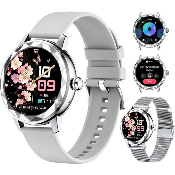 Vornix 2026 Neues Smartwatch Damen, Fitness Uhr mit Anruffunktion Smartwatch Smartwatch (Fitnessuhr mit Telefonfunktion/WhatsApp Notiz,Smartwatch Fitness Tracke