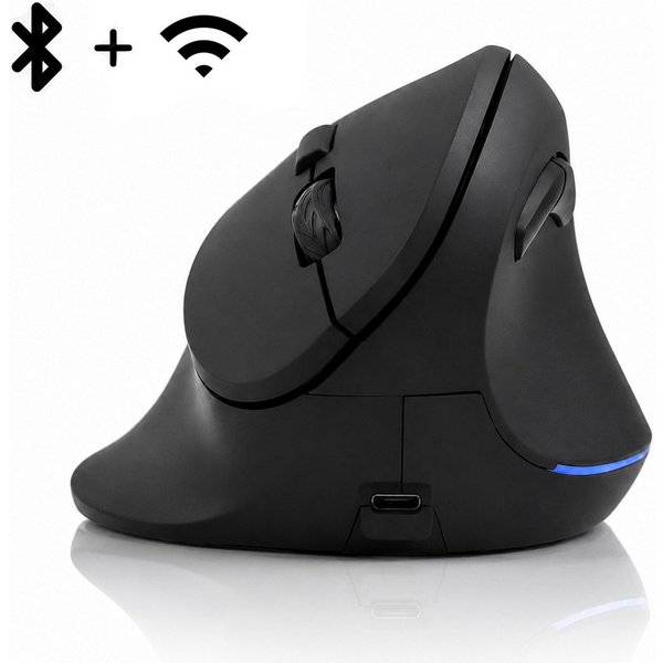 Vornix Kabellose Bluetooth Vertikale Maus 2.4G mit RGB Beleuchtung Mäuse (6 Tasten Ergonomische Maus, 4-Wege-Scrollrad, 800-3600 DPI für Büro)