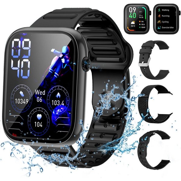 Vornix Smartwatch Damen Herren, Fitness Uhr mit Anruffunktion Smartwatch, Fitness Tracker, Aktivitätstracker, Schlaftracker für Alltag und Sport, 1,85 Zoll HD, 