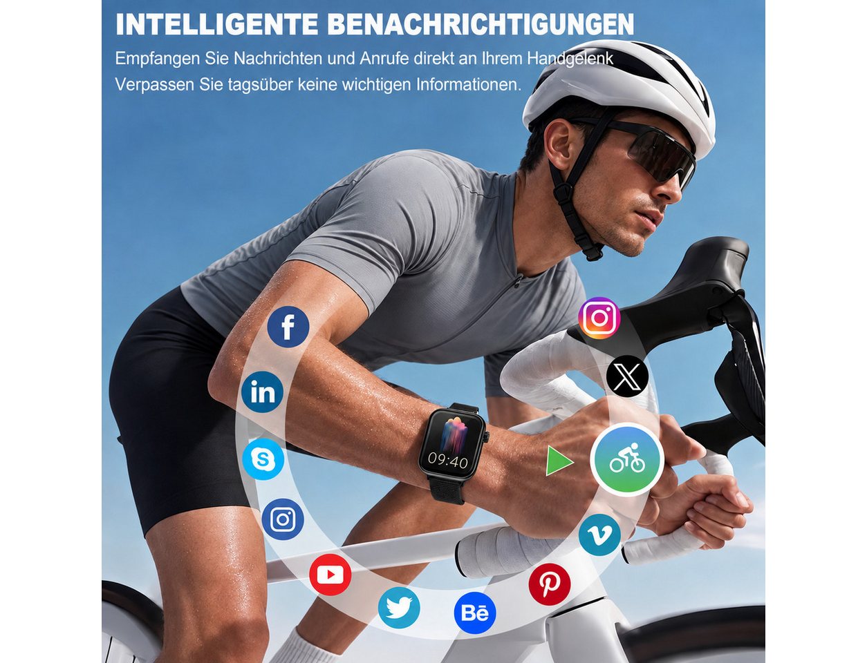 Vornix Smartwatch Damen Herren, Fitness Uhr mit Anruffunktion Smartwatch, Fitness Tracker, Aktivitätstracker, Schlaftracker für Alltag und Sport, 1,85 Zoll HD,  – Bild 4 von 5