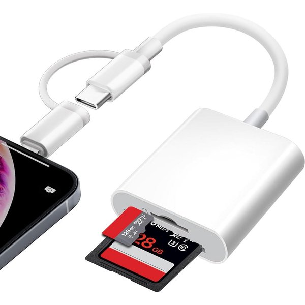 Vornix USB-C Hub 2-IN-1 Adapter USB-Adapter 2 in 1 Lightning USB C SD Kartenleser mit SD/MicroSD Slots zu iPhone 14/14 Pro/13/13 Pro/12/12 Pro/11/11Pro/XS/XS Ma