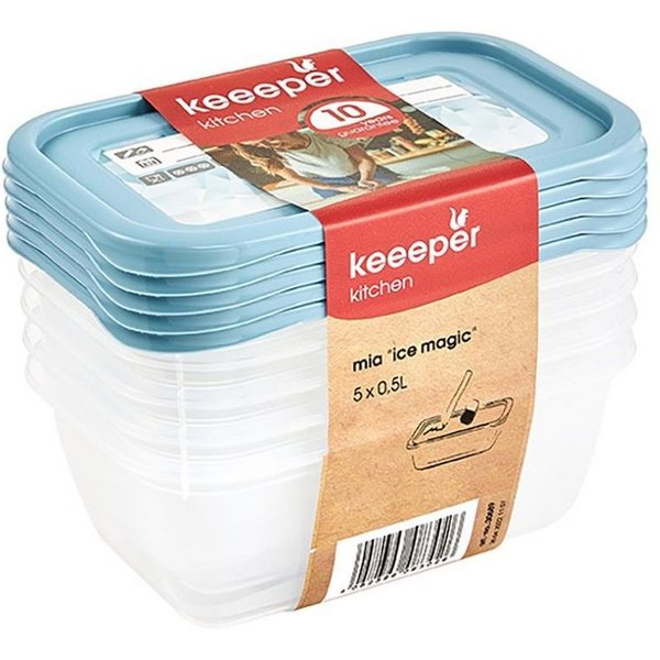 keeeper Vorratsdose keeeper Gefrierdosen-Set Mia "Magic Ice", 5x 0,5 Liter (15,5 x 10,5 x