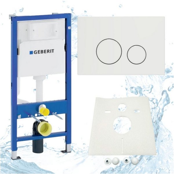GEBERIT Vorwandelement WC Geberit Duofix Spülkasten WC Drückerplatte weiß, Kompletttset