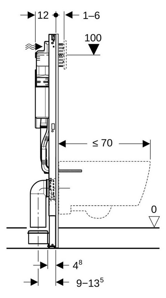 GEBERIT Vorwandelement WC Geberit Duofix UP 320 Vorwandelement 112cm 111300006, 1 St., UP320 – Bild 3 von 5