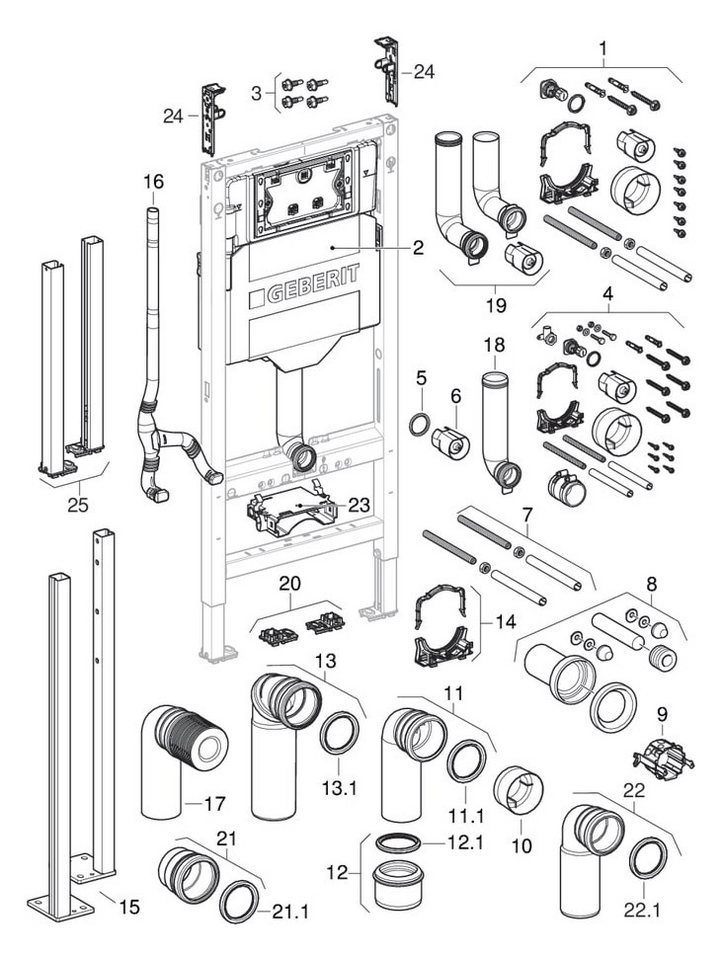 GEBERIT Vorwandelement WC Geberit Duofix UP 320 Vorwandelement 112cm 111300006, 1 St., UP320 – Bild 4 von 5