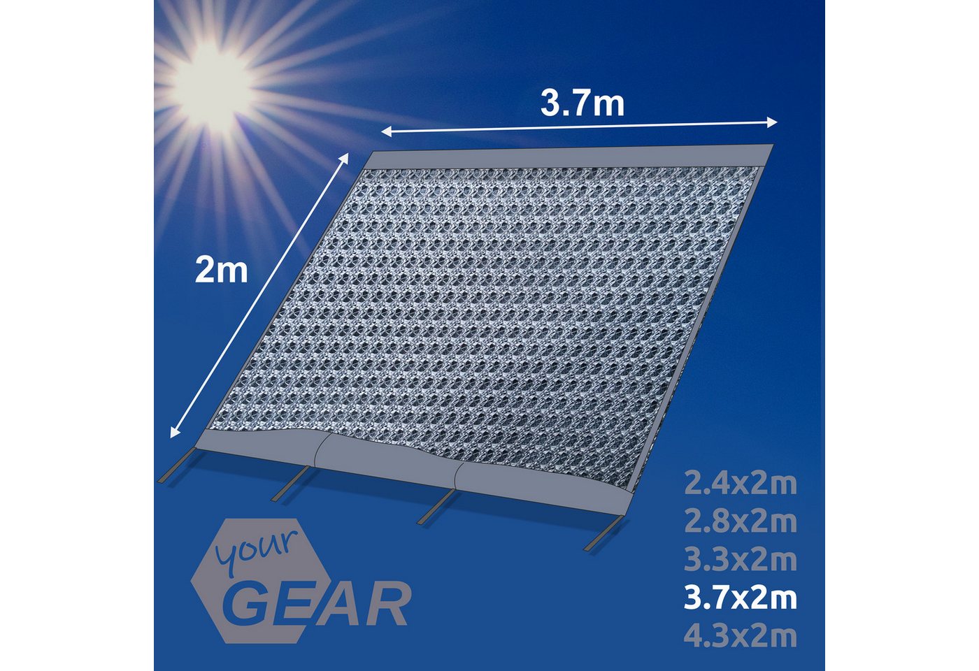 yourGEAR Vorzelt yourGEAR Sun + Rain Blocker 3,7x2m Vorderwand Markise, Personen: 0 – Bild 2 von 5