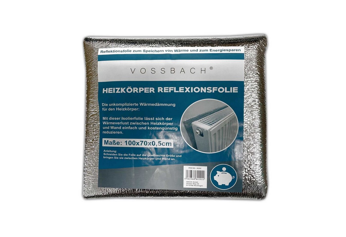 VOSSBACH Heizkörperreflexionsfolie Heizkörper Reflexionsfolie Heizung Isolierfolie Isoliermatte, 5,00 mm Stärke, (2-St), 100 x 70 cm Zuschneidbar – Bild 3 von 4