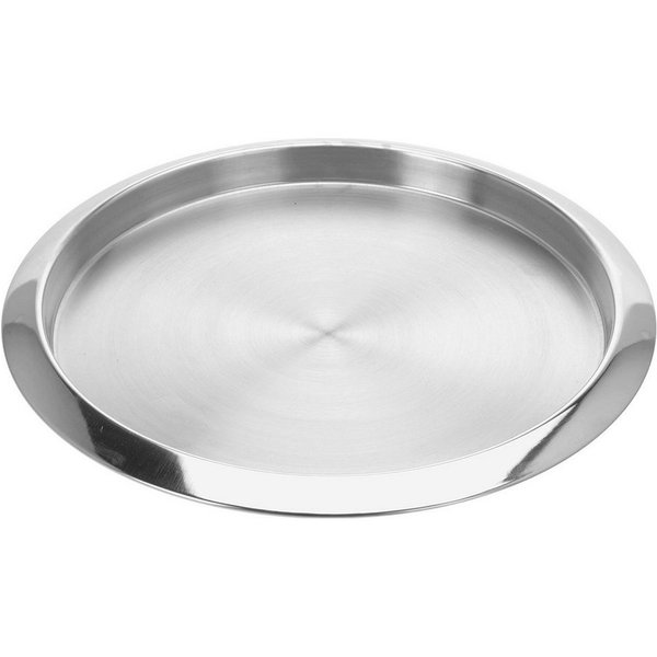 VOSSBACH Servierplatte Serviertablett Frühstückstablett Dekotablett Kellnertablett, Edelstahl, (1-tlg), Rund ø 35 cm Silber