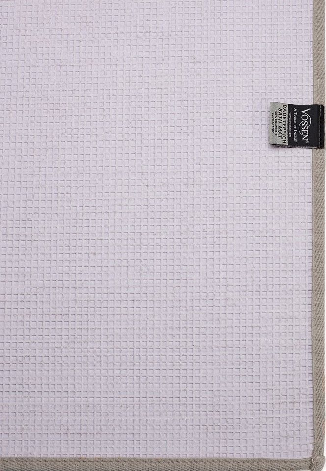 Vossen Badematte Exclusive, Höhe 20 mm, rutschhemmend beschichtet, fußbodenheizungsgeeignet, Baumwolle, rechteckig, Badteppich, Uni-Farben, Karo Muster, Hoch-Ti – Bild 3 von 4