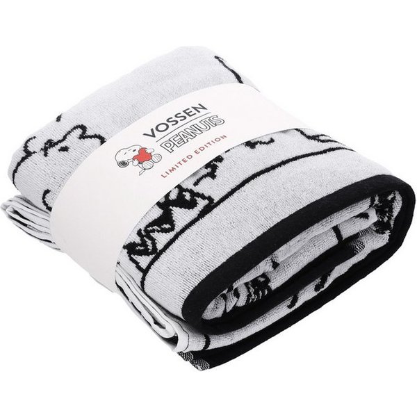 Vossen Duschtuch Duschtuch Peanuts Moments, Jacquard (Stück, 1-St), elegant in Schwarz-Weiß