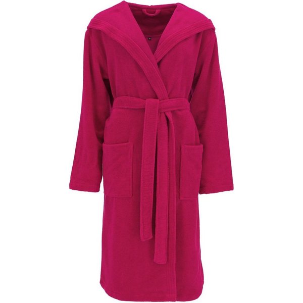 Vossen Unisex-Bademantel Lynn, ideal für Sauna & Spa, Hotelbademantel, Morgenmantel, Langform, Wirkvelours, Kapuze, Gürtel