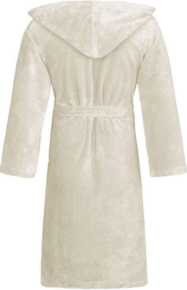Vossen Unisex-Bademantel Lynn, Langform, Wirkvelours, Kapuze, Gürtel, für Damen & Herren, mit Kapuze, aus Microfaser – Bild 2 von 3