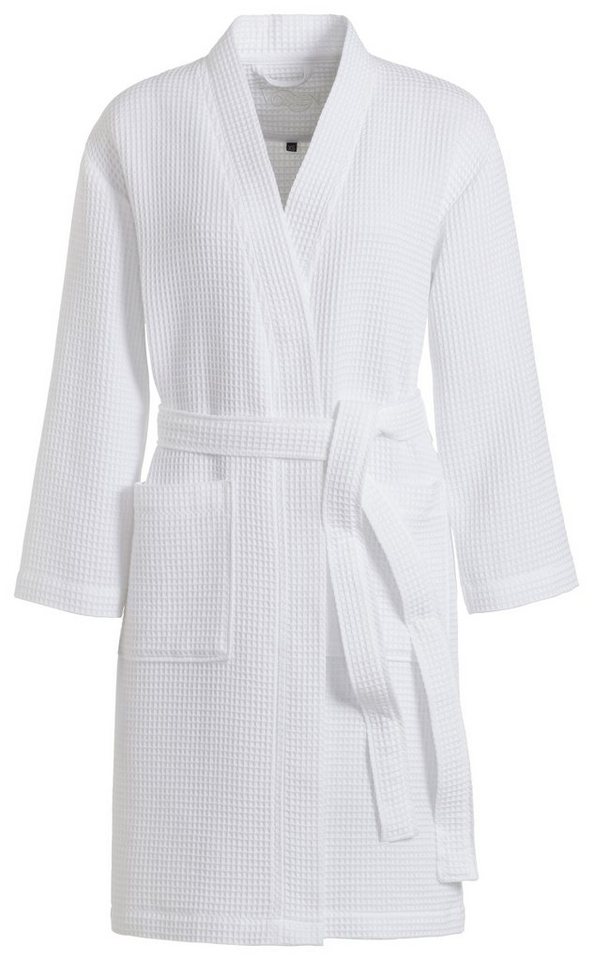 Vossen Unisex-Bademantel Rom, ideal für Sauna & Spa, Hotelbademantel, Morgenmantel, Kurzform, Waffelpiqué, Kimono-Kragen, Gürtel, für Damen & Herren, Waffelpiqu – Bild 2 von 4