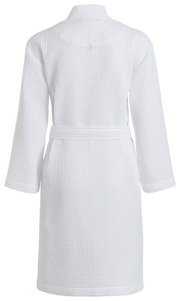 Vossen Unisex-Bademantel Rom, ideal für Sauna & Spa, Hotelbademantel, Morgenmantel, Kurzform, Waffelpiqué, Kimono-Kragen, Gürtel, für Damen & Herren, Waffelpiqu – Bild 3 von 4