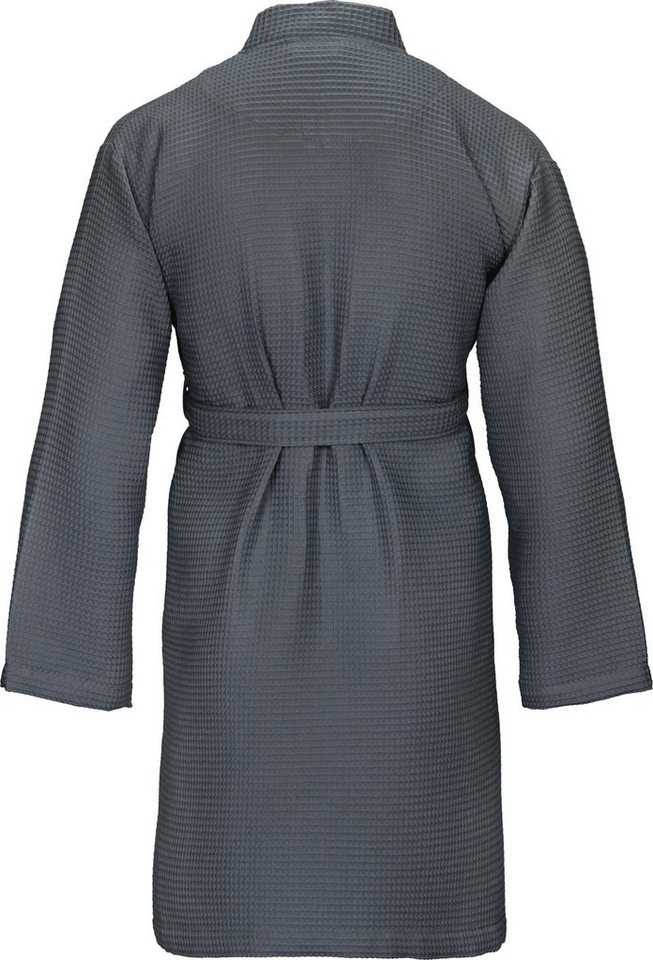 Vossen Unisex-Bademantel Rom, ideal für Sauna & Spa, Hotelbademantel, Morgenmantel, Kurzform, Waffelpiqué, Kimono-Kragen, Gürtel, für Damen & Herren, Waffelpiqu – Bild 2 von 5