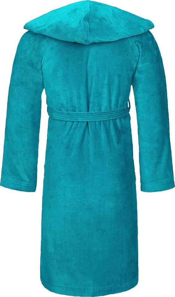 Vossen Unisex-Bademantel Texas, ideal für Sauna & Spa, Hotelbademantel, Morgenmantel, Kurzform, Webvelours, Kapuze, Gürtel, für Damen & Herren – Bild 2 von 3